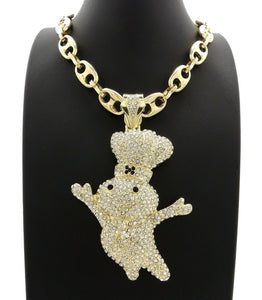 Hip Hop Iced out Large Doughboy Pendant & 12mm 20