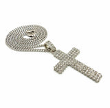 Hip Hop Full Iced Shiny Cross Pendant & 24" Box, Cuban, Rope Chain Necklace