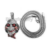 Hip Hop Tekashi69 Saw pendant w/ 18" Franco Chain & Full Iced Cuban Choker Necklace set