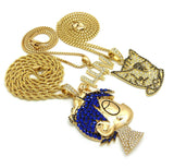 Iced Lil Uzi Vert 3 Popular Hip Hop Pendant &  Box, Rope, Cuban Necklace combo set
