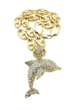 Hip Hop Iced out YOUNG DOLPH Dolphin Pendant & 20" 24" 30" Marina Chain Necklace