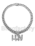 Hip Hop Uzi Vert LUV pendant & 18" Full Iced out Cuban Choker Chain Necklace