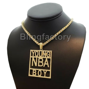 Hip Hop YOUNG NBA BOY Pendant & 18