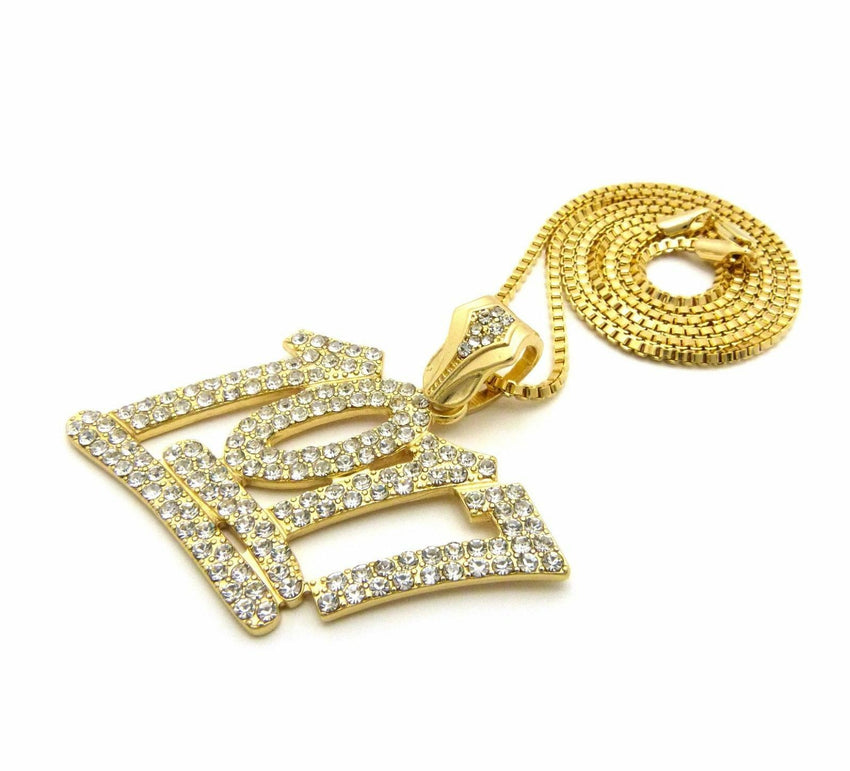 Iced Out Bling Number 1017 Pendant & 24" Box, Rope, Cuban Chain Hip Hop Necklace