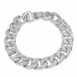 Men's Fully Iced Out Miami Cuban Bracelet White Gold Plated Mens Hip Hop 13mm 8"