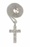 Hip Hop Full Iced Shiny Cross Pendant & 24" Box, Cuban, Rope Chain Necklace
