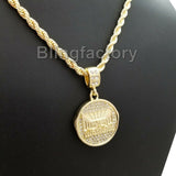 Hip Hop Iced out Lab Diamond Last Supper Pendant & 4mm 24" Rope Chain Necklace