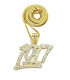 Iced Out Bling Number 1017 Pendant & 24" Box, Rope, Cuban Chain Hip Hop Necklace