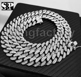 Hip Hop Full Iced Out White Gold Plated 12mm 18" 20" 22" 30" Miami Cuban chain Necklace