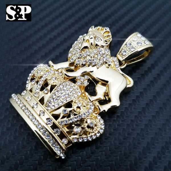 FULL ICED HIP HOP RAPPER'S LION KING CROWN PENDANT