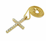 Iced Out Fashion CZ Cross Pendant & 24" BOX, CUBAN, ROPE Chain Hip Hop Necklace