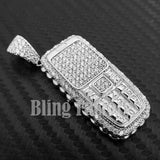 HIP HOP ICED OUT WHITE GOLD PLATED BRASS RETRO THROWAWAY PHONE CHARM PENDANT