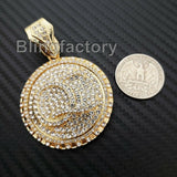 ICED OUT HIP HOP LAB DIAMOND GOLD PLATED 'QC' QUALITY CONTROL SPINNER PENDANT