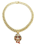 Hip Hop 6ix9ine Jigsaw pendant & 18" Full Iced Cuban Choker Chain Necklace