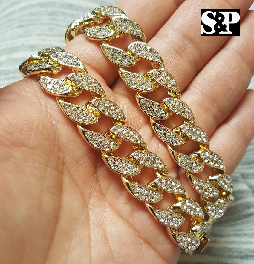 Hip Hop Iced Cobra Snake Pendant & 18" Full Iced Cuban Choker Chain Necklace