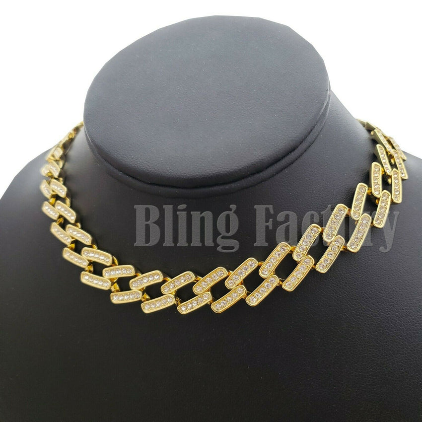Hip Hop Ace of Spades Pendant & 18" Full Iced Prong Miami Choker Cuban Necklace