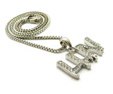 ICED OUT RAPPER'S MINI LUV PENDANT & 20", 24" BOX CHAIN HIP HOP NECKLACE SET