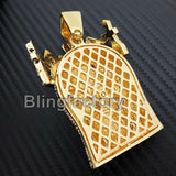 HIP HOP ICED OUT 14K GOLD PLATED BLING LAB DIAMOND LARGE KING JESUS HEAD PENDANT