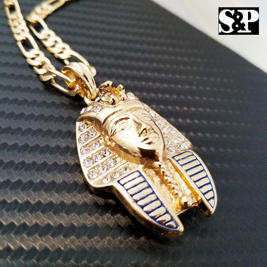 Hip Hop Quavo Choker 16" 1 ROW DIAMOND TENNIS CHAIN & Pharaoh King Necklace Set