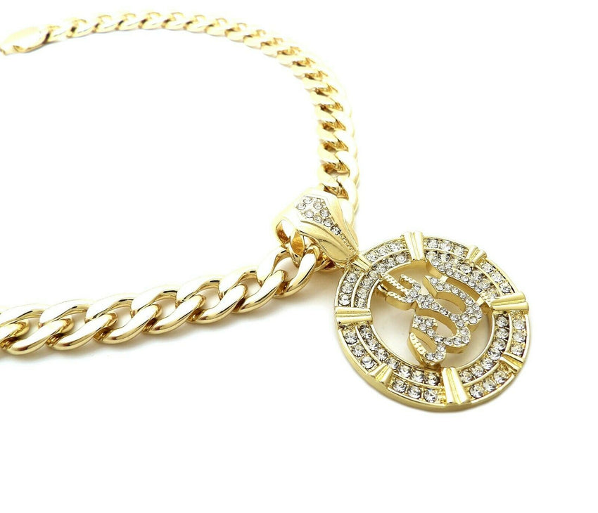 Hip Hop Iced out Allah Pendant & 11mm 20" Miami Cuban Choker Chain Necklace