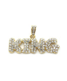 Iced Out Bubble Letter KING Pendant & 24" Box, Cuban, Rope Chain Hip Hop Necklace