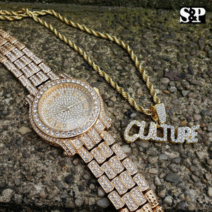 Men's Hip Hop Iced Out Migos Lab Diamond Watch & 
