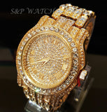 Men's Hip Hop Iced Out Lab Diamond Watch & Ankh pendant 1 Row Tennis Chain Set