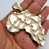 HIP HOP GOLD PLATED GOLDEN NUGGET LARGE AFRICA MAP CHARM PENDANT