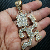 Hatchet Man Runner Pendant & 18" Full Iced Cuban & 1 Row Tennis Choker Chain Necklace Set