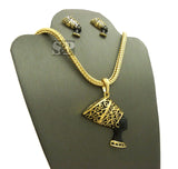 WOMEN'S NEFERTITI PENDANT & FRANCO CHAIN FASHION NECKLACE & EARRING COMBO SET