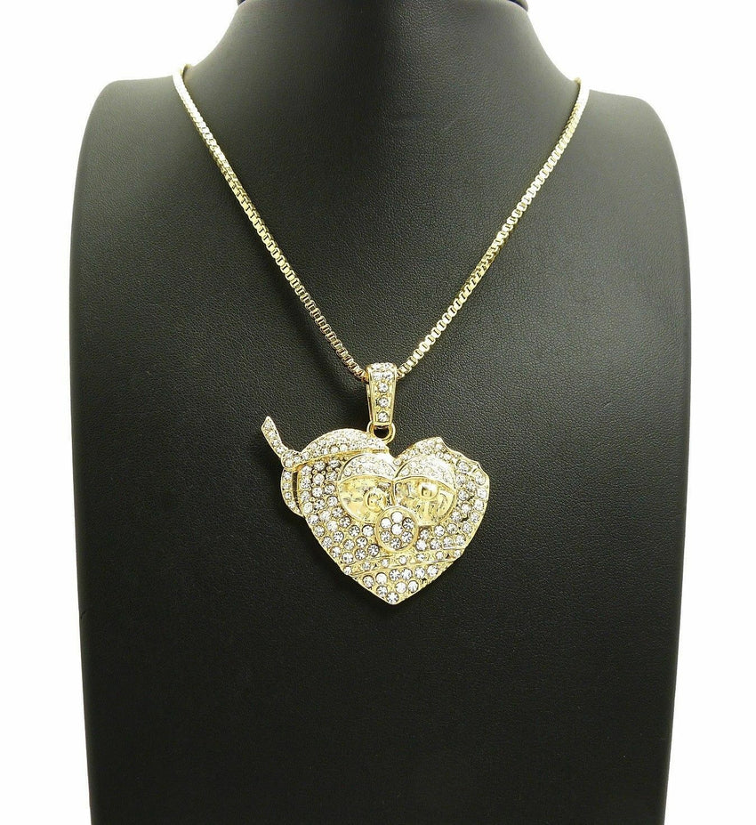 Iced Out Chief Keef Thot Breaker Pendant & 24" Cuban / Box / Rope Chain Hip Hop Necklace
