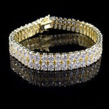 Hip Hop Iced out Premium Quality 2 Row Lab Diamonds Brass Bracelet