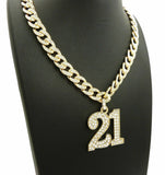 New Iced out SAVAGE 21 Pendant & 18" 20" 22" 24" CZ Cuban Choker Chain Necklace