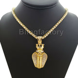 Hip Hop Iced out King Crowned Cobra Pendant & 18" 1 Row Tennis Choker Chain Necklace