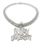 Hip Hop GLORY UNIVERSITY Pendant & 18" Iced Box Lock Miami Cuban Chain Necklace