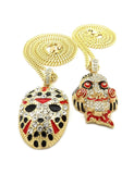 Iced Out Saw Inspired & Slaughter Gang Pendant & 20" 24" Cuban Chain Necklace