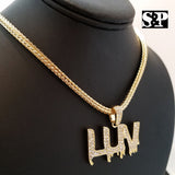 Hip Hop Quavo Choker 16" Full Iced Cuban & LUV pendant w/ 18" Fraco Chain set