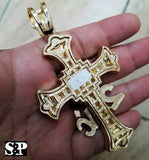 HIP HOP FULL ICED OUT GOLD PLATED RAPPER 2PAC CROSS LARGE PENDANT