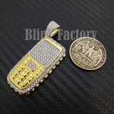 HIP HOP ICED OUT GOLD PLATED BRASS RETRO THROWAWAY PHONE CHARM PENDANT