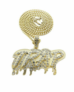 ICED OUT HIP HOP LAB DIAMOND TRAP DRIP PENDANT & 4mm 24