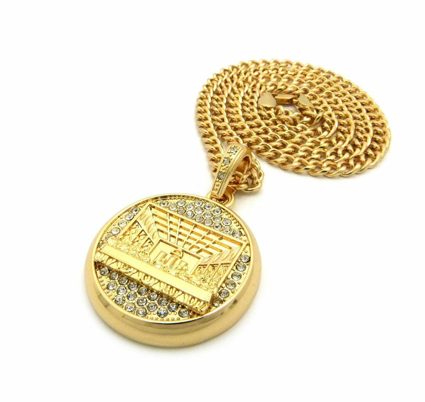 Hip Hop Gold Last Supper Pendant & 24" Rope, Box, Cuban Link Chain Necklace