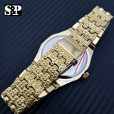 Men's Gold Plated Iced out Luxury Quavo Rapper's Metal Band Dress Clubbing Watch
