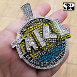 HIP HOP RAPPER'S ICED OUT LAB DIAMOND WHITE GOLD PLATED LARGE TRILL ENT. PENDANT