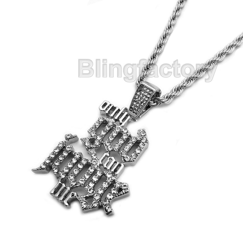 Iced Saw & "Only God Can Judge me" Pendant & 20" 24" Rope, Cuban Chain Necklace