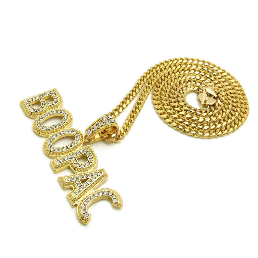 ICED OUT HIP HOP Lil Boosie BOOMPAC PENDANT 24" BOX, CUBAN, ROPE CHAIN NECKLACE