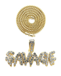 Iced Out Drip SAVAGE Pendant & 18