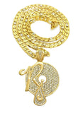 Iced Out Hip Hop Rocafella Pendant & 7mm 30" Lab Diamonds Figaro Chain Necklace