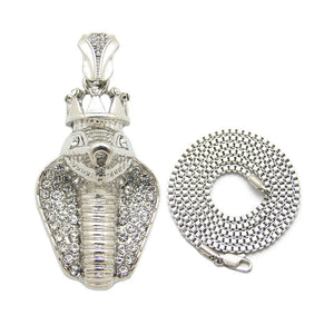 Iced Out King Crowned Cobra Pendant & 24