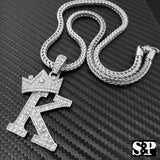 Quavo Choker 16" Full Iced Cuban & 1 ROW DIAMOND Hip Hop CHAIN & "K" Necklace