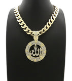 Hip Hop Iced out Allah Pendant & 11mm 20" Miami Cuban Choker Chain Necklace
